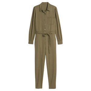 GAP Puff Sleeve Utility Jumpsuit Coverall in Sage Green SZ 12